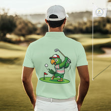 Load image into Gallery viewer, Personalized Mens Golf Polo Shirt Custom Name Funny Green Parrot Design|Green 