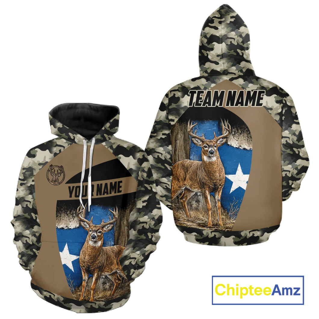 Custom Big Buck Deer Hunting 3D All Over Print Camo with Texas Flag Outdoor Hunting Apparel NHT32