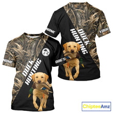 Load image into Gallery viewer, Waterfowl Duck Hunting With Yellow Lab Dogs, Custom Name All Over Print Shirts NHT234