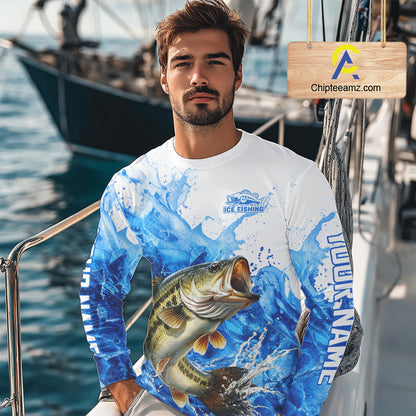 Bass Fishing Shirt, Ice Fishing Long Sleeve Shirt For Men, Largemouth Bass Fishing Apparel NHT1383