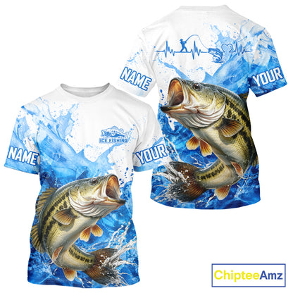 Bass Fishing Shirts Short Sleeve, Ice Fishing Long Sleeve Shirt For Men, Largemouth Bass Fishing Apparel NHT1383