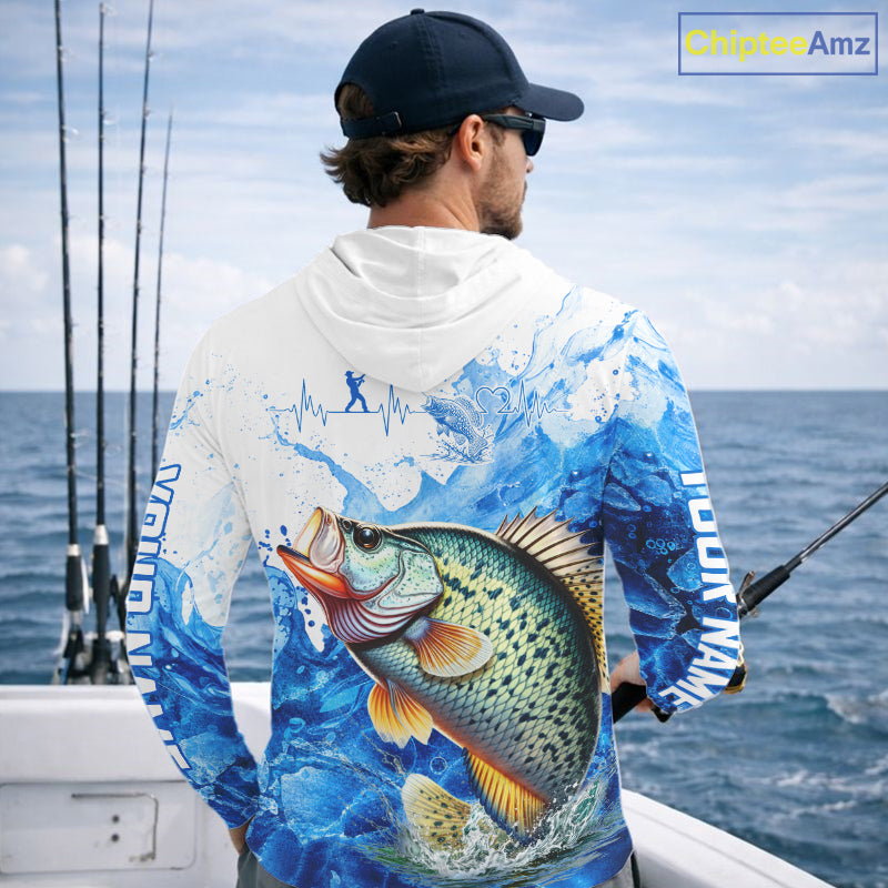 Crappie Fishing Shirts Hooded, Ice Fishing Long Sleeve Shirt For Men, Crappie Fishing Apparel NHT1384