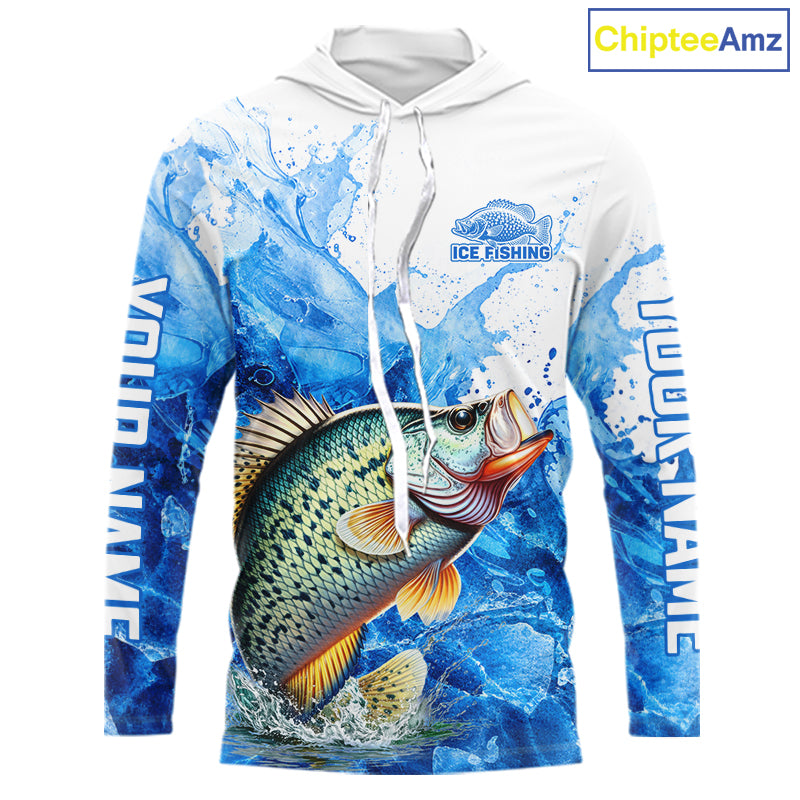 Crappie Fishing Shirts Hooded, Ice Fishing Long Sleeve Shirt For Men, Crappie Fishing Apparel NHT1384