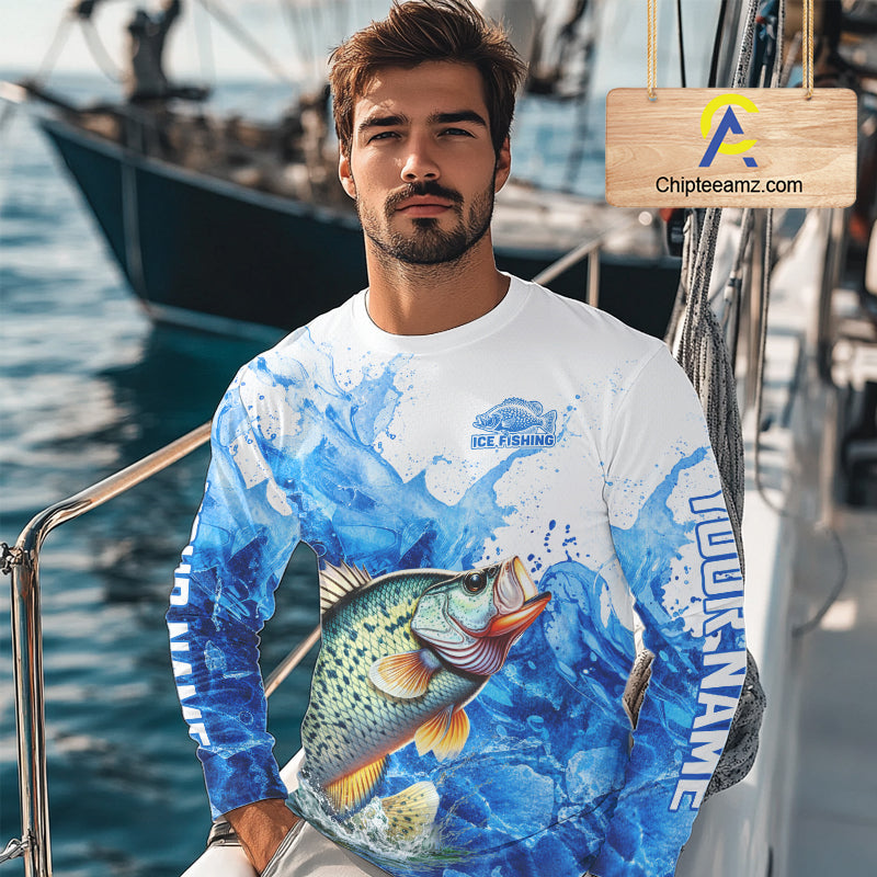 Crappie Fishing Shirt, Ice Fishing Long Sleeve Shirt For Men, Crappie Fishing Apparel NHT1384