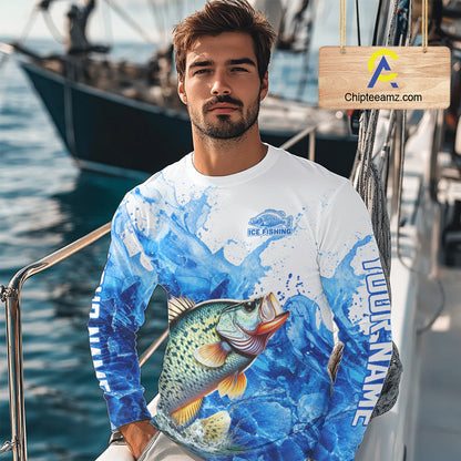 Crappie Fishing Shirt, Ice Fishing Long Sleeve Shirt For Men, Crappie Fishing Apparel NHT1384