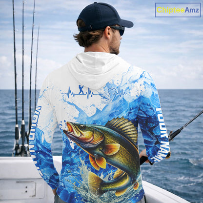 Walleye Fishing Shirts Hooded, Ice Fishing Long Sleeve Shirt For Men, Walleye Fishing Apparel NHT1385