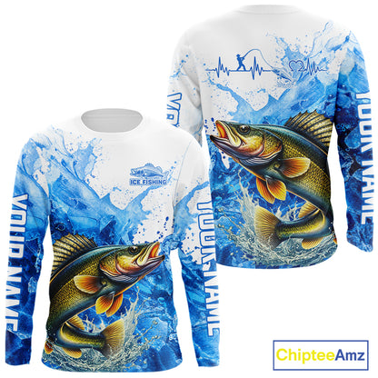 Walleye Fishing Shirt, Ice Fishing Long Sleeve Shirt For Men, Walleye Fishing Apparel NHT1385