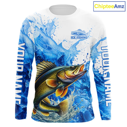 Walleye Fishing Shirt, Ice Fishing Long Sleeve Shirt For Men, Walleye Fishing Apparel NHT1385