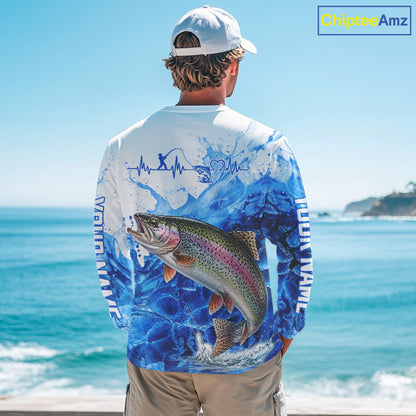 Rainbow Trout Fishing Shirt, Ice Fishing Long Sleeve Shirt For Men, Rainbow Trout Fishing Apparel NHT1386
