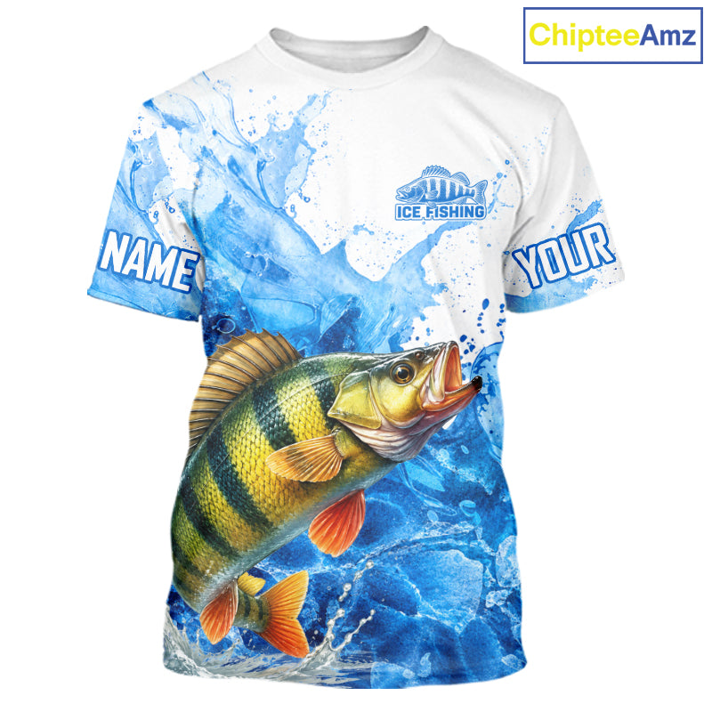 Yellow Perch Fishing Shirts Short Sleeve, Ice Fishing Long Sleeve Shirt For Men, Yellow Perch Fishing Apparel NHT1387
