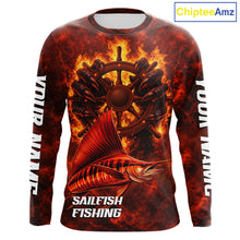 Load image into Gallery viewer, Red Sailfish Fishing Shirts Long Sleeve, Personalized Men's Fishing Shirt NHT421