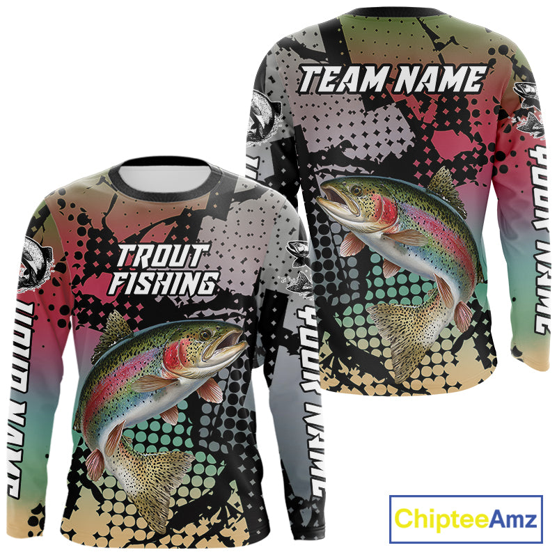 Rainbow Trout Fishing Shirt Pink Camo Custom Name, Rainbow Trout Fishing Team Jerseys NHT477