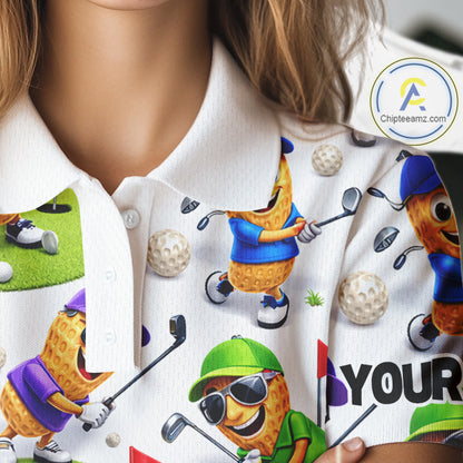 Peanut Golf Polo Shirt For Womens, Funny Peanut Golf Shirt Cool Golf Apparel NHT563