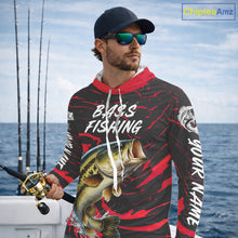 Load image into Gallery viewer, Custom Largemouth Bass Fishing Shirts Long Sleeve Hooded – Performance Tournament Jersey For Men| Red NHT769