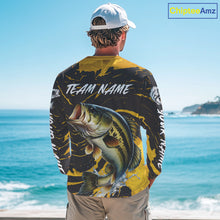 Load image into Gallery viewer, Custom Largemouth Bass Fishing Shirts Long Sleeve – Performance Tournament Jersey For Men| Yellow NHT770