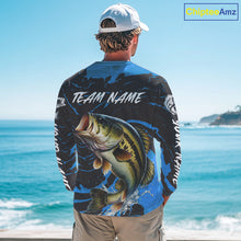 Load image into Gallery viewer, Custom Largemouth Bass Fishing Shirts Long Sleeve – Performance Tournament Jersey For Men| Blue NHT771