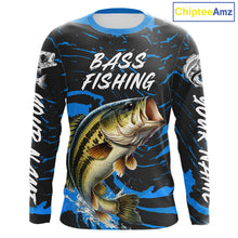 Load image into Gallery viewer, Custom Largemouth Bass Fishing Shirts Long Sleeve – Performance Tournament Jersey For Men| Blue NHT771