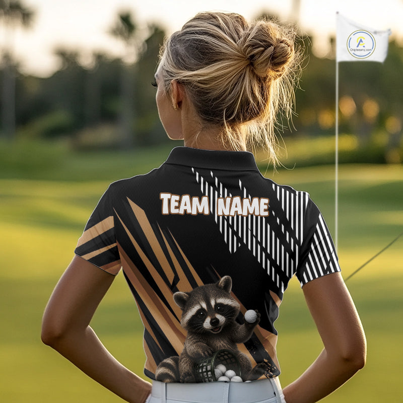 Personalized Raccoon Womens Golf Polo Shirt For Team, Brown Pattern Sport Golf Tournament NHT934