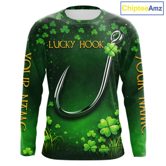 Custom St Patrick's Day Hook Fishing Shirts Long Sleeve, Performance Fishing Shirts NHT424