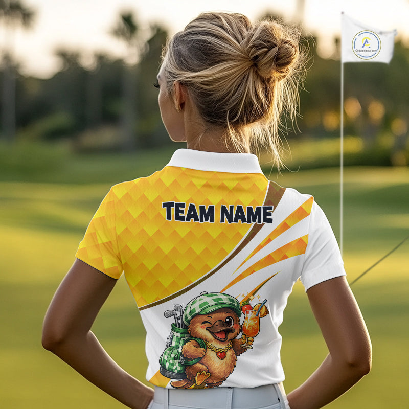 Funny Platypus Golf Polo Shirt For Womens, Golf Course Summer Outfit, Sporty Animal Golf Gift NHT573