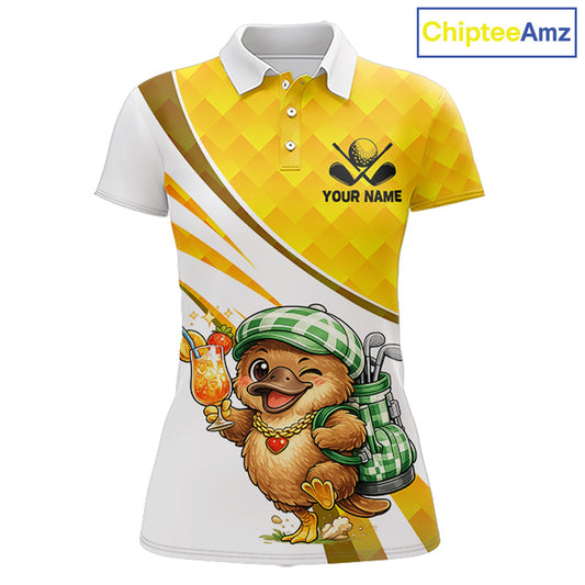 Funny Platypus Golf Polo Shirt For Womens, Golf Course Summer Outfit, Sporty Animal Golf Gift NHT573