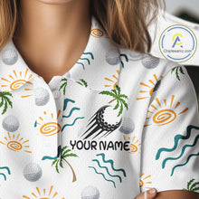 Load image into Gallery viewer, Personalized Tropical Palm Trees Womens Golf Polo Shirts Summers Team Golf Clothes NHT778