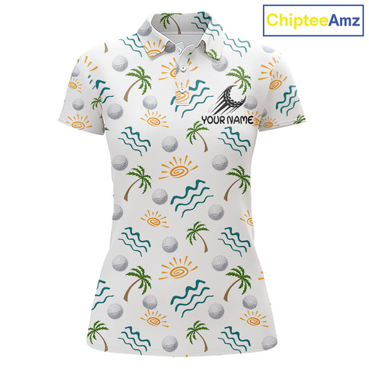 Personalized Tropical Palm Trees Womens Golf Polo Shirts Summers Team Golf Clothes NHT778