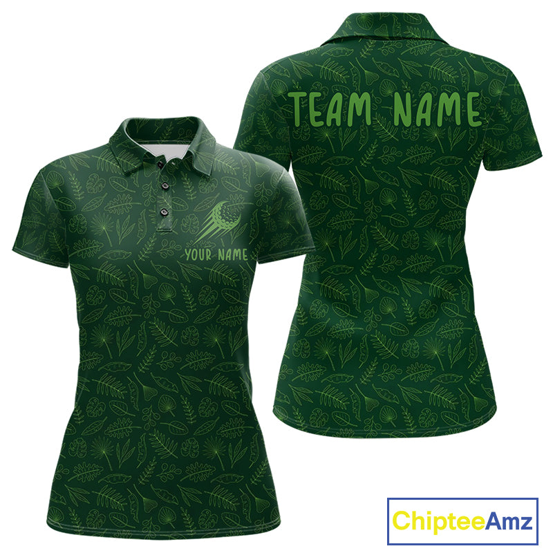 Personalized Green Leaf Golf Polo Shirt For Women