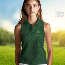 Load image into Gallery viewer, Personalized Green Leaf Womens Sleeveless Golf Polo Shirt For Womens