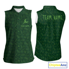 Load image into Gallery viewer, Personalized Green Leaf Womens Sleeveless Golf Polo Shirt For Womens