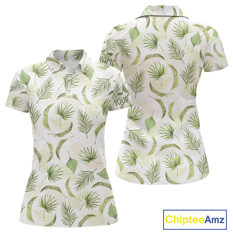 Green Tropical Womenss Golf Polo Shirts Custom Team White Golf Shirt For Golfer