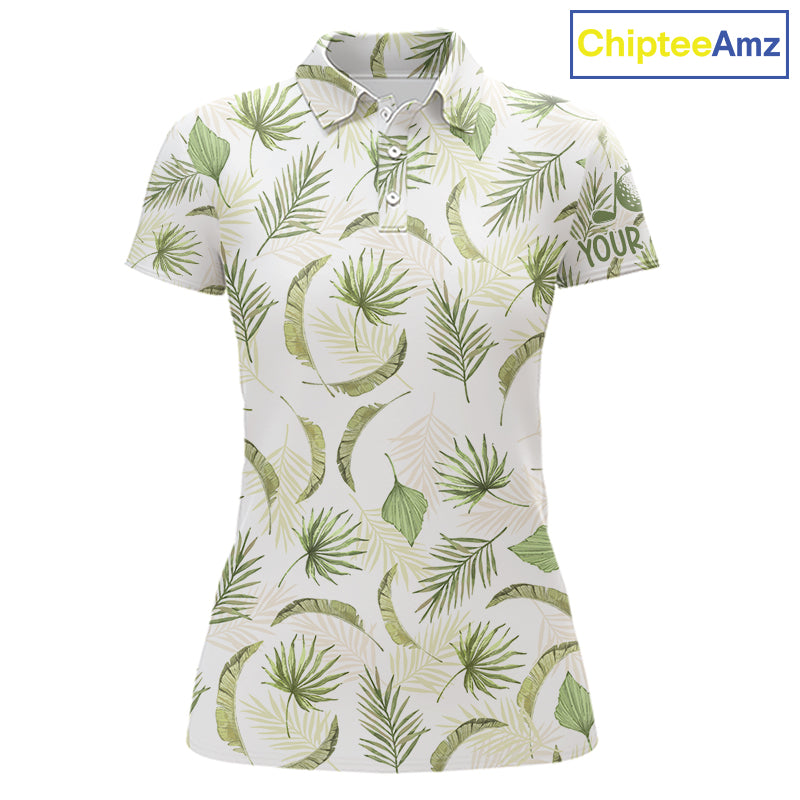 Green Tropical Womenss Golf Polo Shirts Custom Team White Golf Shirt For Golfer