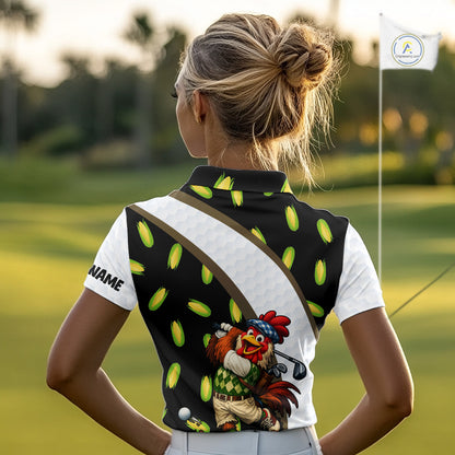 Personalized Rooster Womens Golf Polo Shirt Funny Chicken Golfer Custom Team Polo NHT945
