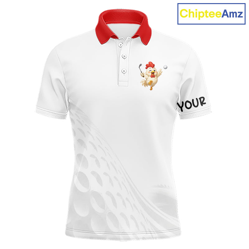 Funny chicken golf polo shirt personalized custom name golf lover polo for men