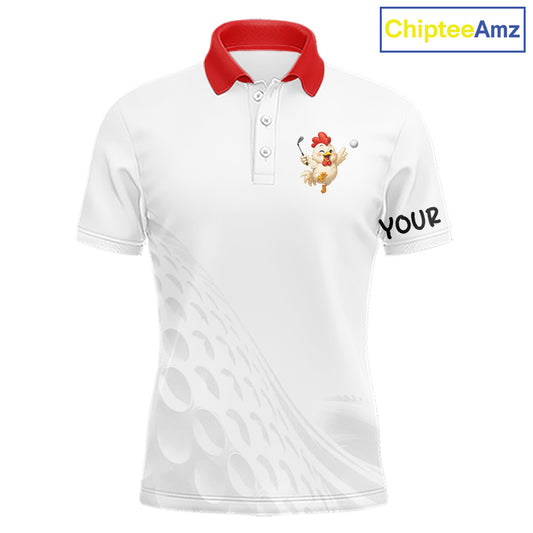 Funny chicken golf polo shirt personalized custom name golf lover polo for men