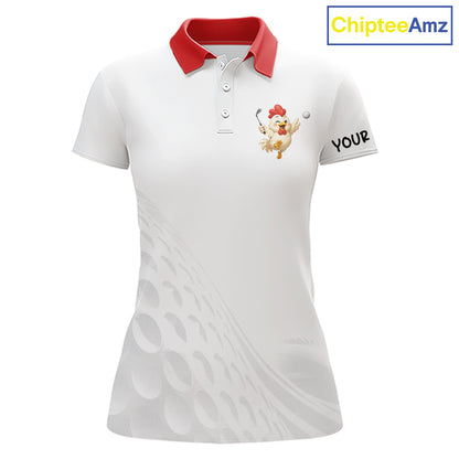 Funny Chicken Golf Polo Shirt for Womens  Personalized Golf Lover Custom Name