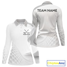 Load image into Gallery viewer, Personalized Golf Ball Polo Shirt for Womens  Gray Golf Pattern Custom Name