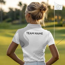Load image into Gallery viewer, Personalized Golf Ball Polo Shirt Gray Golf Pattern Custom Name Golf Polo For Womens NHT950