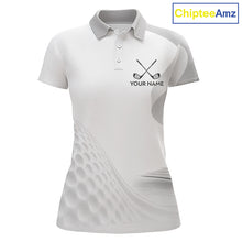 Load image into Gallery viewer, Personalized Golf Ball Polo Shirt for Womens  Gray Golf Pattern Custom Name