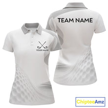 Load image into Gallery viewer, Personalized Golf Ball Polo Shirt for Womens  Gray Golf Pattern Custom Name