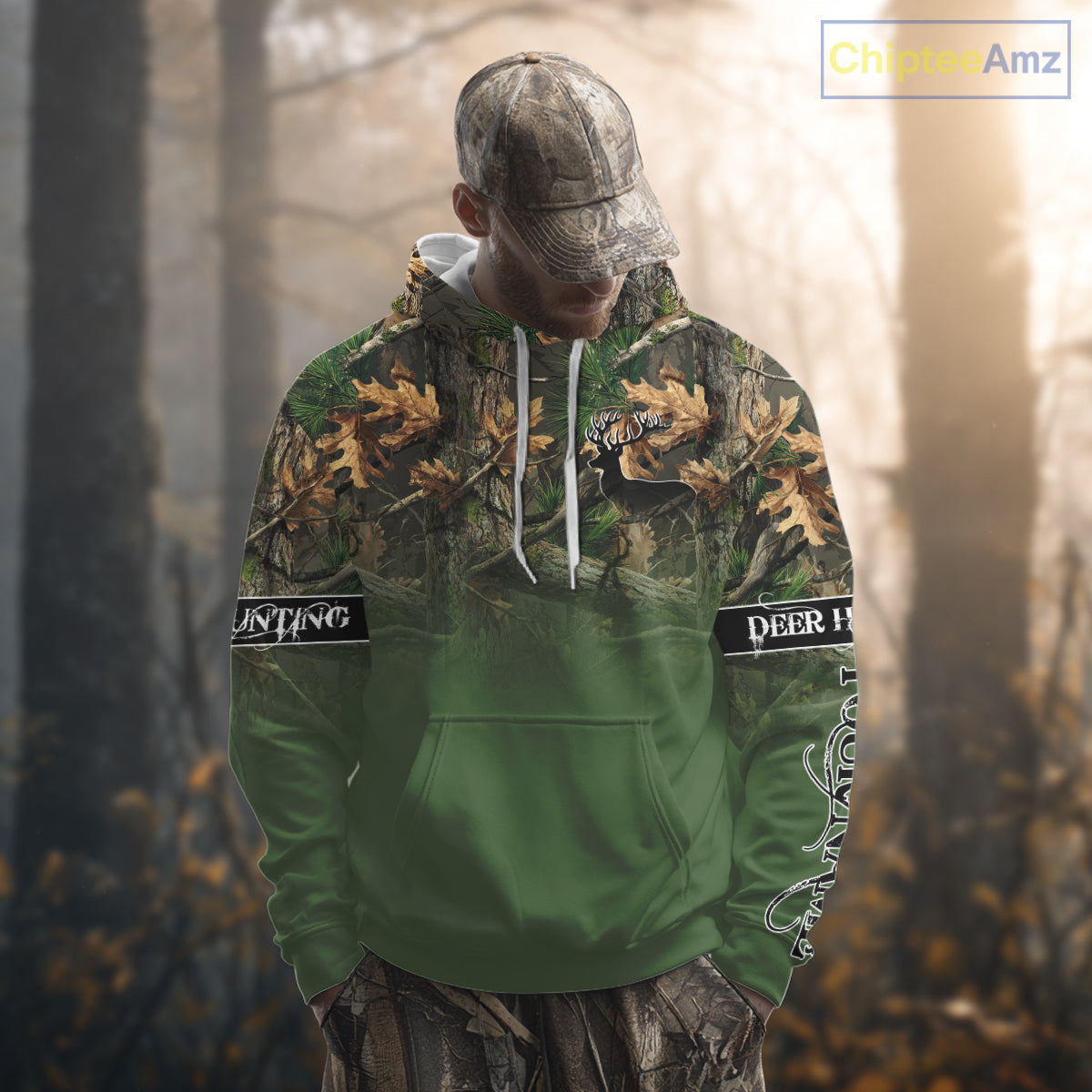 Personalized Green Deer Hunting Camo Full Printing Shirts, Best Hunting Gifts NHT46