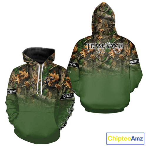 Personalized Green Deer Hunting Camo Full Printing Shirts, Best Hunting Gifts NHT46