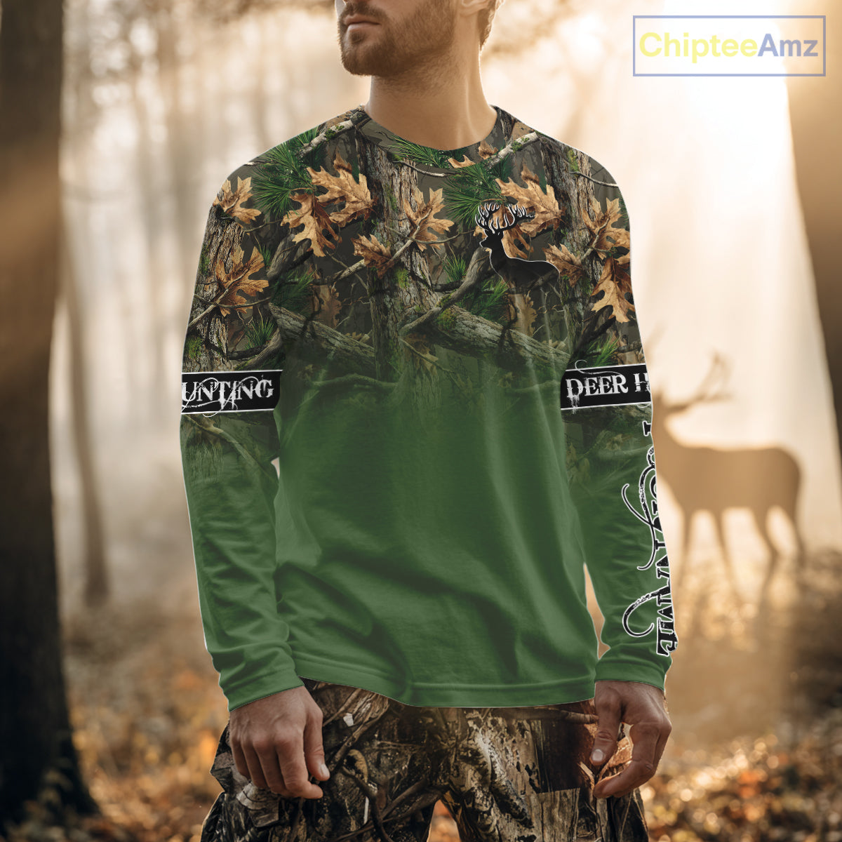 Personalized Green Deer Hunting Camo Full Printing Shirts, Best Hunting Gifts NHT46