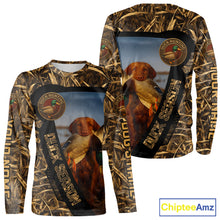 Load image into Gallery viewer, Duck Hunting Shirt Custom Name with Vizsla Dog Camo Hunting Clothes For Hunters NHT153