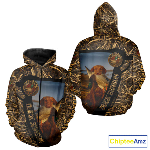 Duck Hunting Shirt Custom Name with Vizsla Dog Camo Hunting Clothes For Hunters NHT153