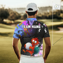 Load image into Gallery viewer, Custom Team Name Crazy Rooster Golf Polo Shirt Personalized Mens Performance Golf Jersey NHT952