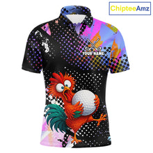 Load image into Gallery viewer, Custom Team Name Crazy Rooster Golf Polo Shirt Personalized Men Performance Golf Jersey