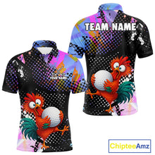 Load image into Gallery viewer, Custom Team Name Crazy Rooster Golf Polo Shirt Personalized Men Performance Golf Jersey
