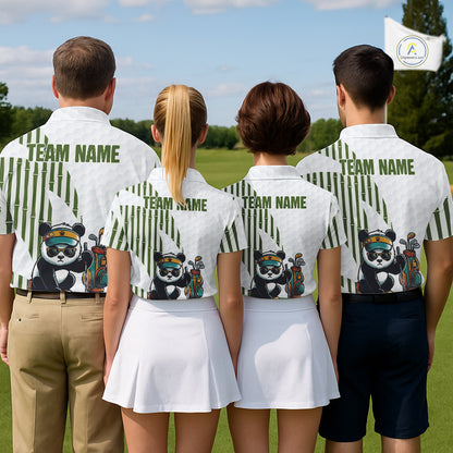 Custom Name Cool Panda Golf Polo Shirt, Funny Bamboo Panda Golfing Apparel NHT956