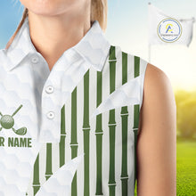 Load image into Gallery viewer, Custom Name Cool Panda Womens Sleeveless Golf Polo Shirt, Funny Bamboo Panda Golfing Apparel NHT956